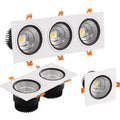 Dimmable COB LED Recessed Downlight 7W-15W Single Double Triple Head 24° CRI 85+ AC 85-265V