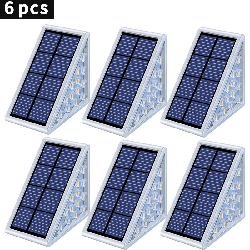 Solar LED Step Stair Light IP67 13 LEDs 80lm Warm White Auto Dusk Sensor ABS Lens Outdoor
