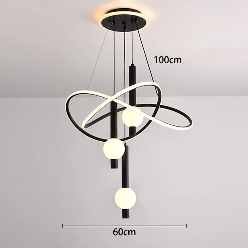 Modern 3D Acrylic LED Pendant Chandelier 75W 2200lm Dual-Mode Dimmable 50cm AC 90-240V
