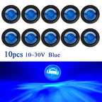 LED Side Marker Light 3-LED 1W 300lm DC 10-30V 12V 24V 5 Colors 10-Pack Truck Trailer