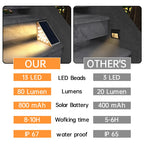 Solar LED Step Stair Light IP67 13 LEDs 80lm Warm White Auto Dusk Sensor ABS Lens Outdoor