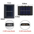 Solar LED Outdoor Wall Light Up and Down 2 or 6 LED IP65 Waterproof 600mAh Auto On/Off Warm White Cool White Garden Fence Stair Corridor