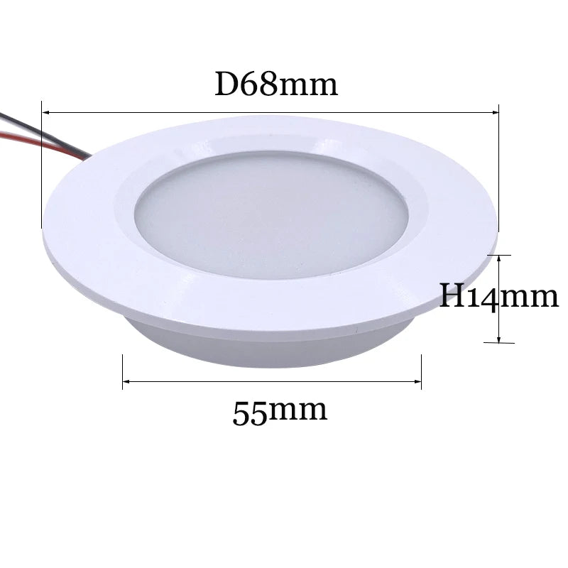 Ultra Thin IP52 LED Recessed Downlight 3W 5W DC 12V 24V 55mm Cutout 120 Degree PWM Dimmable Aluminum Kitchen Ceiling Cabinet Spotlight