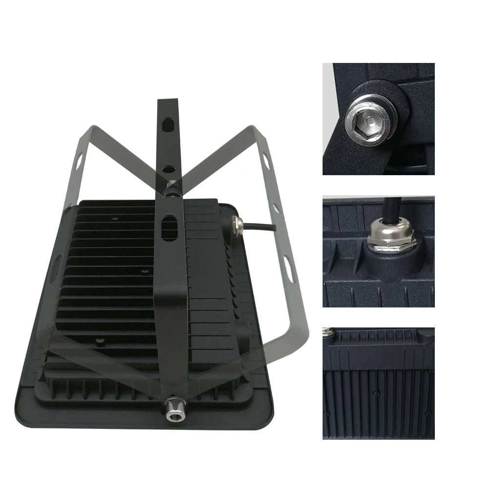 LED Flood Light 10W 20W 30W 50W 100W IP68 120° AC 110-240V Die-Cast Aluminum Black Shell