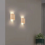 Nordic Wood Grain LED Wall Sconce G9 Single Head Up and Down Iron Dimmable Remote Control 3000K to 6500K AC 110-220V Bedroom Living Room