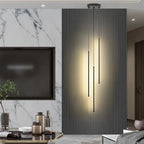 Modern Linear LED Chandelier Pendant Light 3 Head Black Brushed Aluminum Adjustable Wire Dining Room Kitchen Island
