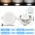 3-CCT LED Recessed Downlight 3000K 4000K 6500K Dial Switch AC 110-240V 1-10 Pack