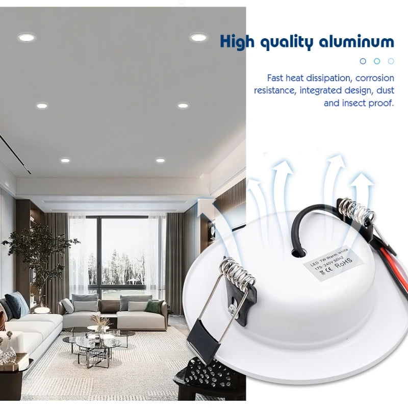 LED Recessed Downlight 5W 9W 12W 15W 18W Epistar DC12V DC24V AC110-220V 120° 2-Year