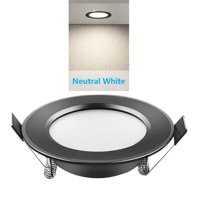 IP65 Waterproof LED Recessed Downlight 5W 9W 12W 15W 18W Black Dimmable 110-230V
