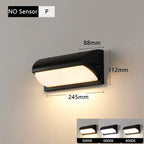 20W IP65 LED Outdoor Wall Lamp Radar Motion Sensor 3-6m AC 85-265V Black Porch Garden