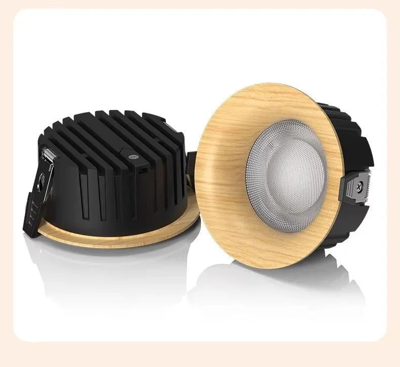 Wood Grain COB LED Recessed Downlight 7W 10W 12W 15W 18W Aluminum CRI 97 120 lm/W Touch Switch Dimmable AC 100-240V Ceiling Spot