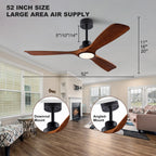 LINCCW 42 52 60 Inch Wood Ceiling Fan DC Motor 6-Speed 3-CCT Timer Remote AC 100-240V