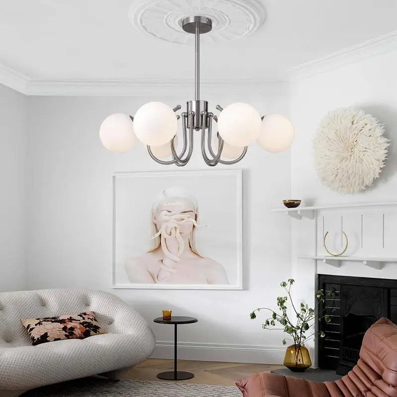 Mid-Century Bauhaus Chandelier E27 Iron Stained Glass Pendant 90-260V Living Room Dining