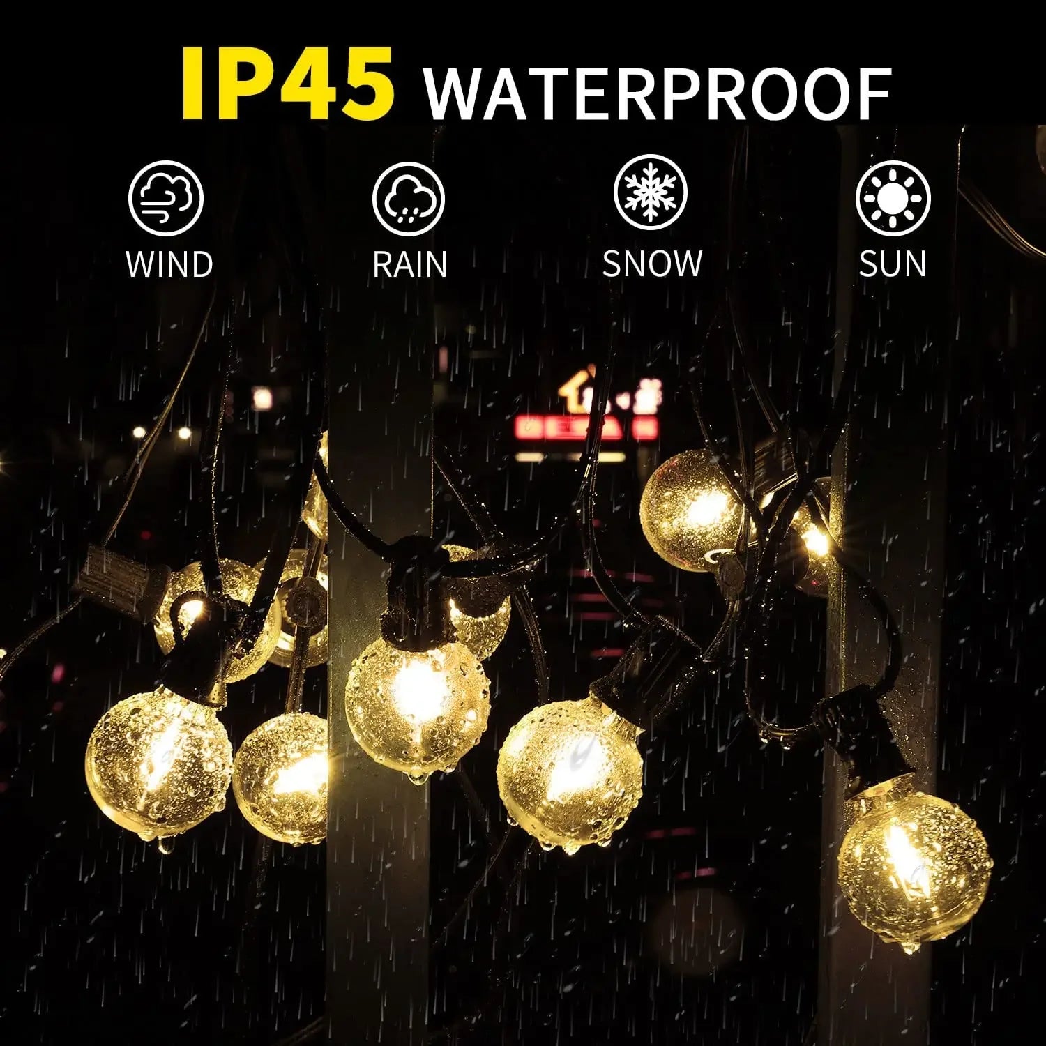 USB G40 LED String Light 1W 180lm/Bulb IP44 Warm White 25ft 50ft 100ft Patio Wedding