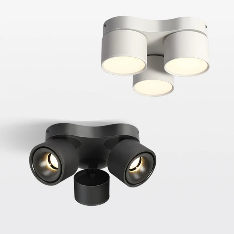 90° Fold 350° Rotate Dimmable COB LED Ceiling Downlight 10W 15W CRI 90+ AC 85-265V Black
