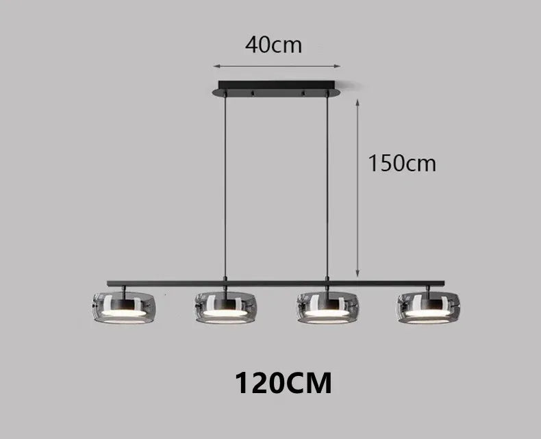 Nordic Multi-Head Glass Pendant Lamp 3 4 5 6 Heads 45-90W 3-Color Switchable AC 90-265V