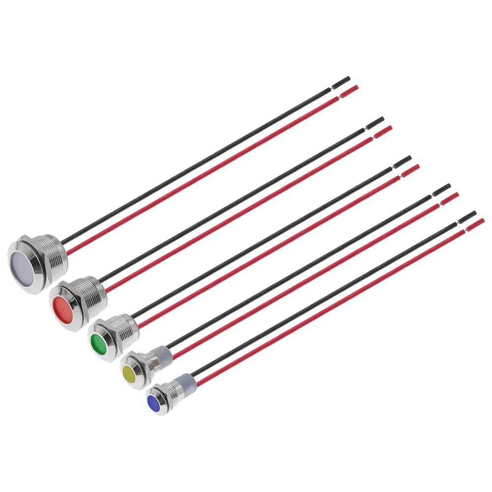 IP65 Waterproof Metal LED Indicator Pilot Light Copper 6mm 8mm 10mm 12mm 14mm 16mm 19mm 22mm 3V 12V 24V Signal Lamp Panel Mount