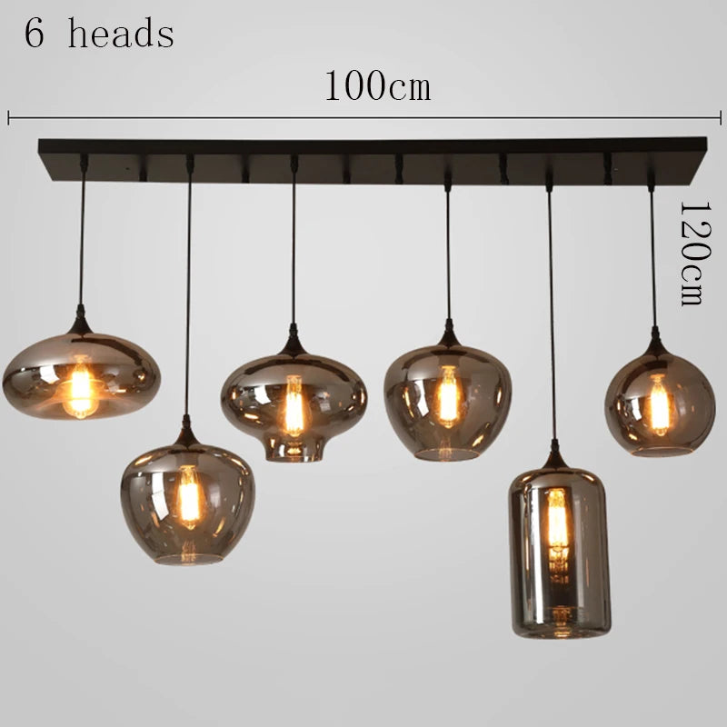 Modern Multi-Head Glass Pendant Chandelier 3 6 8 10 12 Heads 21-114W Dimmable AC 90-265V