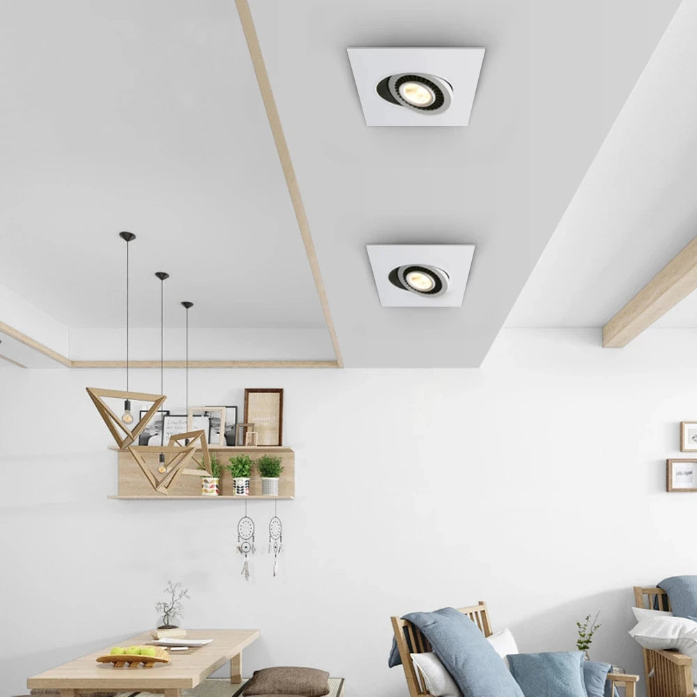 Dimmable Square 360-Degree Adjustable COB LED Recessed Downlight 5W 7W 9W 12W 15W 20W 25W