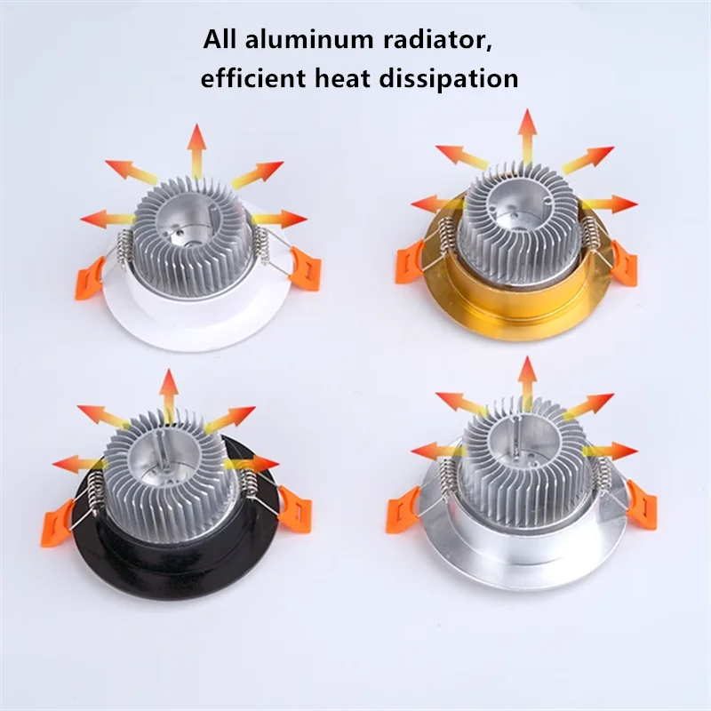 COB LED Recessed Downlight 3W 6W 10W 14W 18W 24W CRI 95 120 Degree IP52 Die Cast Aluminum Dimmable Driver Included AC 85-265V Warm White Natural White Cool White