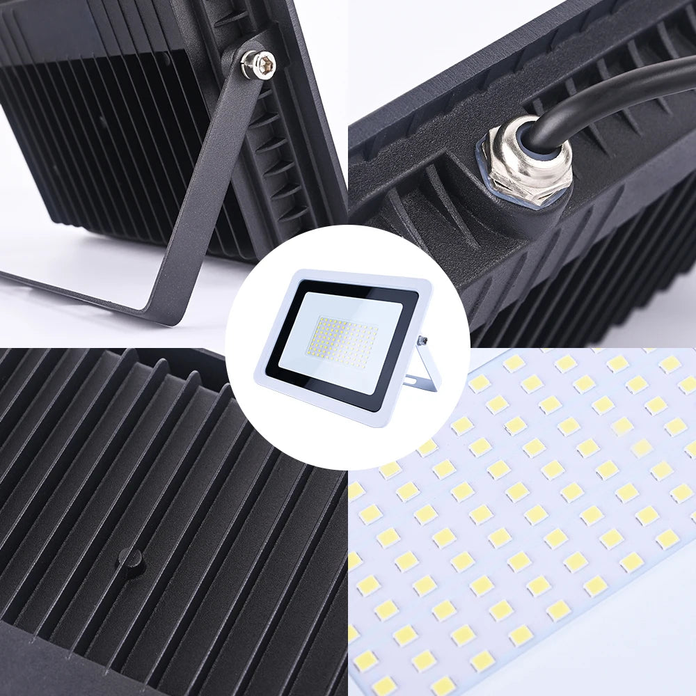 IP68 LED Flood Light 30W 50W 100W Aluminum Warm Cool White AC 175-265V 25cm Cable
