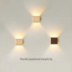 Nordic Wood Grain LED Wall Sconce G9 Single Head Up and Down Iron Dimmable Remote Control 3000K to 6500K AC 110-220V Bedroom Living Room