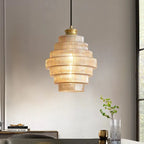 Minimalist Glass E26 E27 LED Pendant Light 6W D22cm Amber Smoky Gray AC 110-220V Dining Room