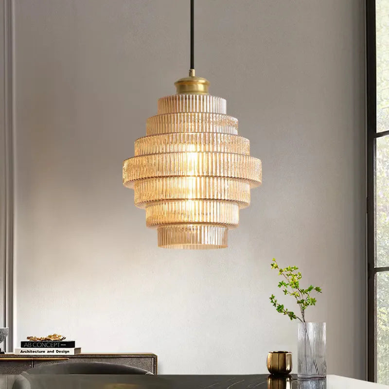 Minimalist Glass E26 E27 LED Pendant Light 6W D22cm Amber Smoky Gray AC 110-220V Dining Room
