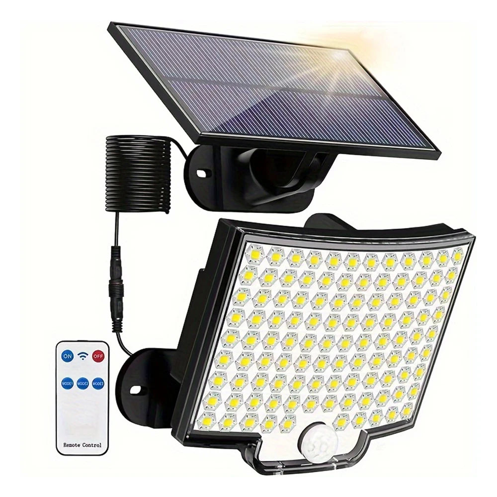 Solar LED Motion Sensor Flood Light 106 LED 3500lm 360 Degree Sensor 5 to 8 Meter Range Remote Control Outdoor Security Wall Lamp