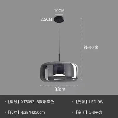 Nordic Minimalist Iron Glass Pendant Chandelier E26 E27 38cm Single Head Dimmable AC 90-260V