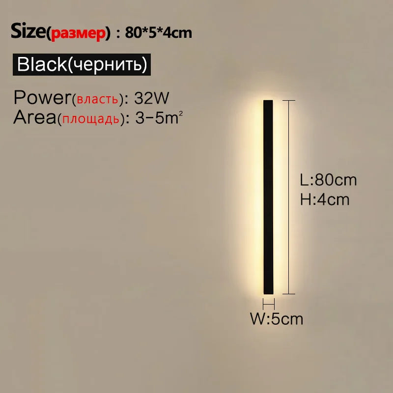 Modern Nordic LED Outdoor Wall Lamp IP65 Metal Acrylic Black Dimmable Remote AC 110-240V