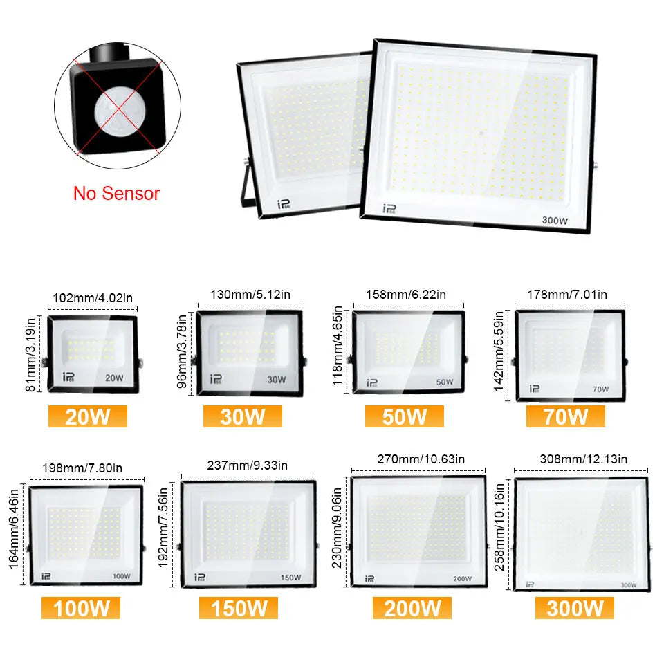 LED Flood Light 20W 30W 50W 100W 150W 200W 300W IP66 AC 100-130V 175-265V Warm Neutral Cool