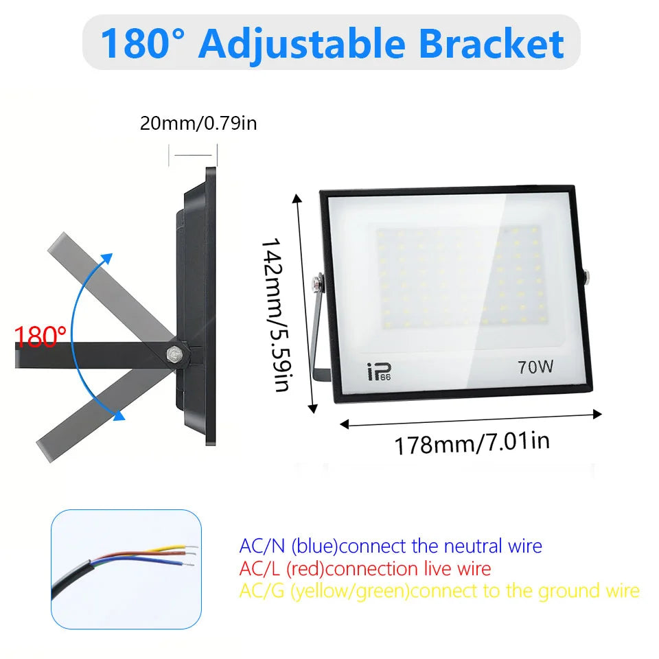 LED Flood Light 20W 30W 50W 100W 150W 200W 300W IP66 AC 100-130V 175-265V Warm Neutral Cool