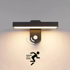 PIR Motion Sensor LED Wall Lamp IP65 340° Rotatable 20-50cm Warm White AC 85-265V Black