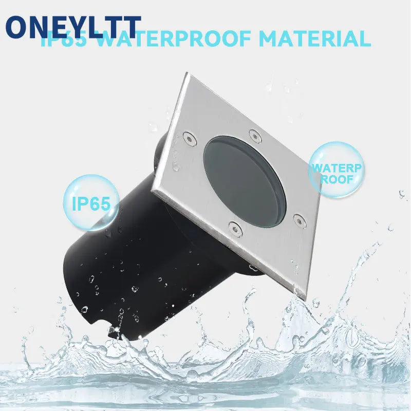 IP67 LED In-Ground Buried Light GU10 AC 85-265V MR16 DC 12V Square Round Stainless Steel