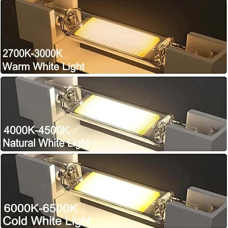 R7S COB LED Glass Tube Bulb 15W-50W 78mm 118mm 360° AC 110-220V Warm Neutral Cool White