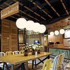 Frosted Acrylic Ball Pendant Light Milky White E27 8-35cm 100cm Cord AC 110-240V Scandinavian
