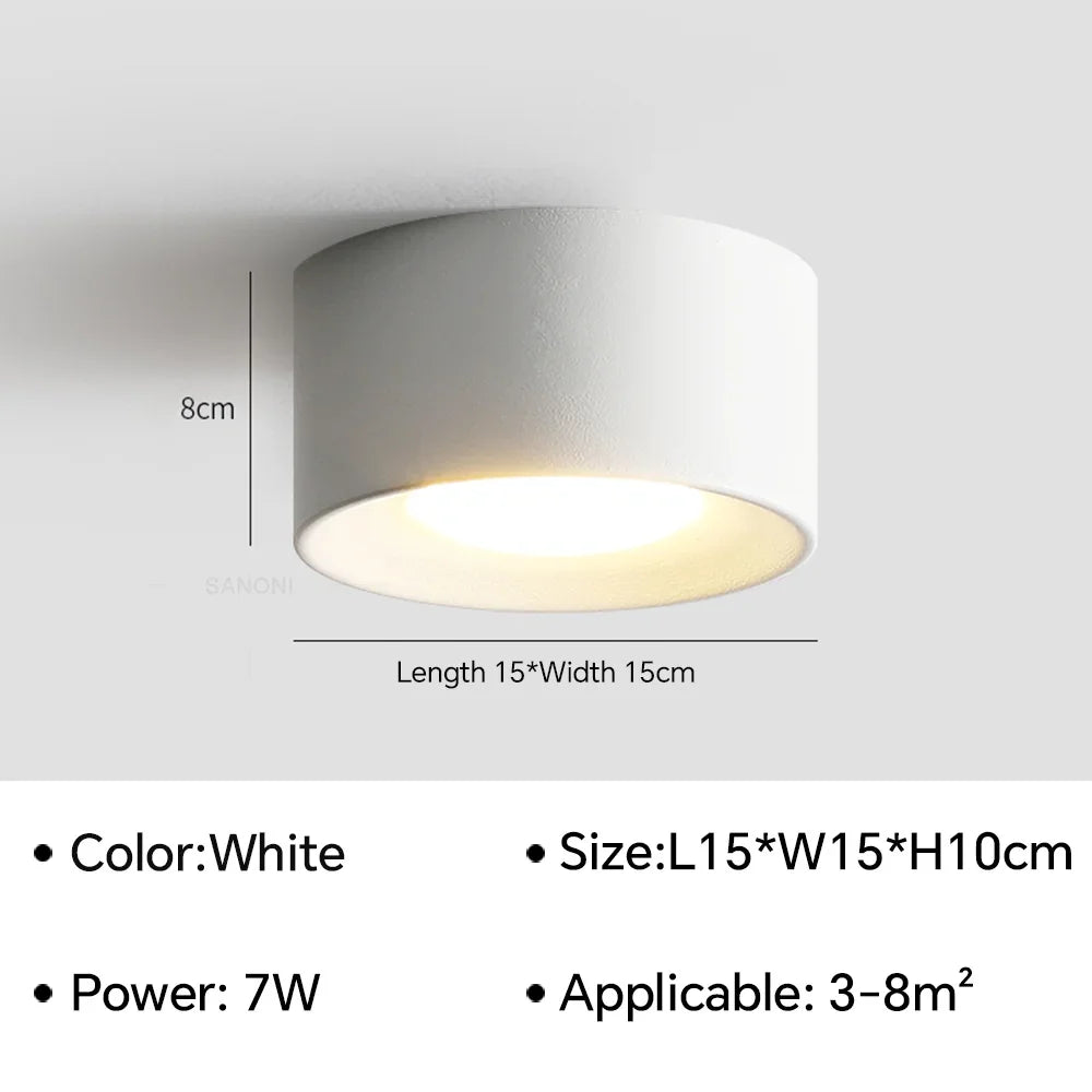 Modern LED Cylinder Surface Mounted Ceiling Spotlight 7W 14W 21W Single Double Triple Head Iron Acrylic AC 90-260V Bedroom Hallway White Black
