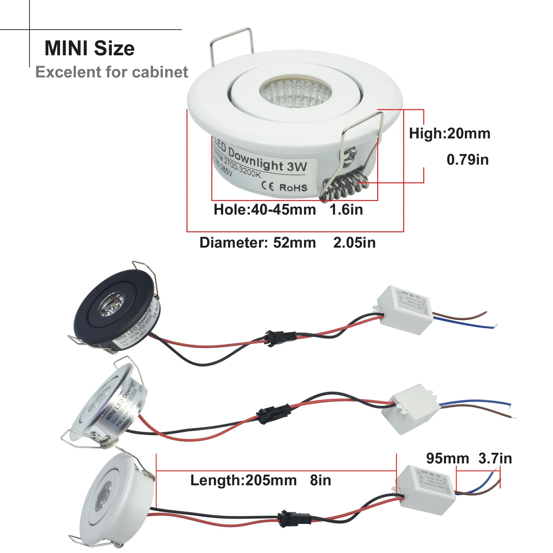 Mini LED Recessed Spot Downlight 1W 3W COB Dimmable Cabinet Hallway Stair Lighting