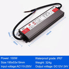 IP67 Waterproof LED Power Supply DC 12V 24V 30W-500W AC 110-250V Constant Voltage Outdoor