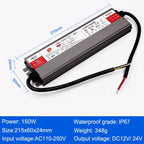 IP67 Waterproof LED Power Supply DC 12V 24V 30W-500W AC 110-250V Constant Voltage Outdoor