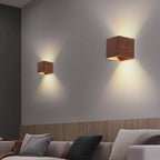 Nordic Wood Grain LED Wall Sconce G9 Single Head Up and Down Iron Dimmable Remote Control 3000K to 6500K AC 110-220V Bedroom Living Room