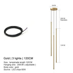 Modern Linear LED Chandelier Pendant Light 3 Head Black Brushed Aluminum Adjustable Wire Dining Room Kitchen Island