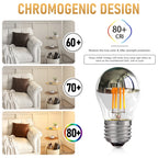 G45 Silver Globe LED Filament Bulb 4W 320lm CRI 90+ 2700K 360° E26 E12 AC 110-240V 6-Pack