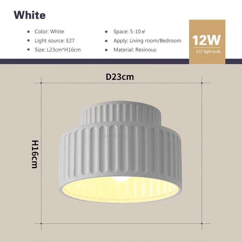 Nordic Resin LED Ceiling Light E27 Surface Mount Perforated Anti-Glare Bedroom Living Room