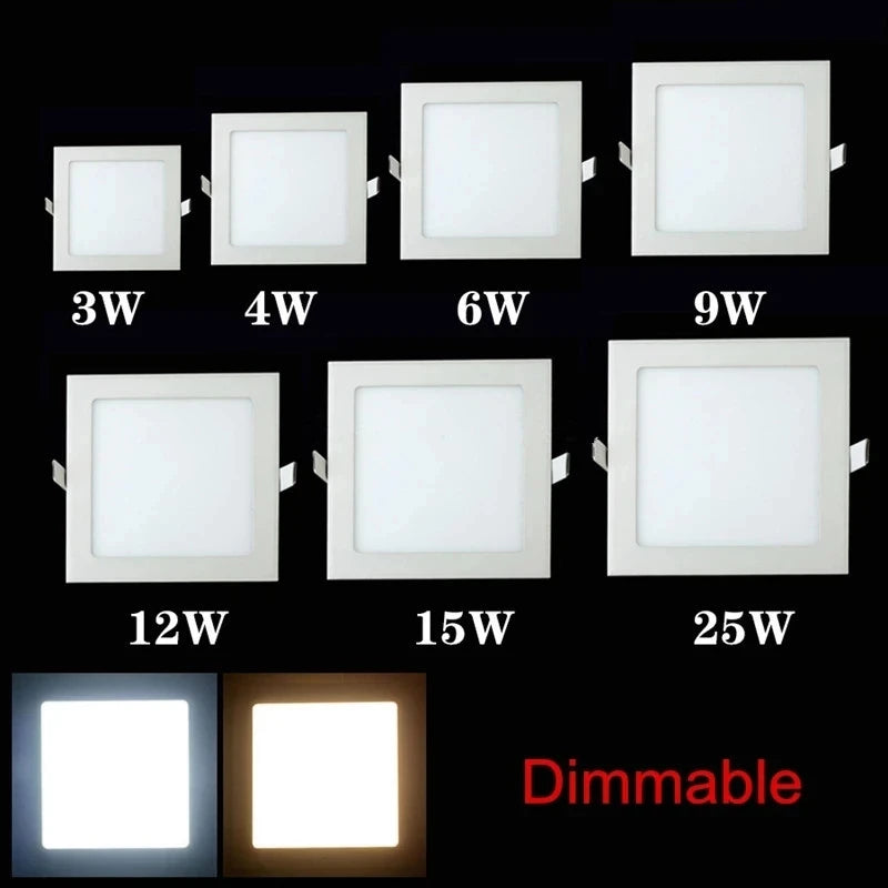 Ultra-Thin LED Recessed Panel Downlight 3W 4W 6W 9W 12W 15W 25W Round 85-265V