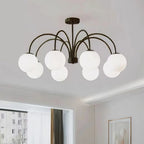 Modern LED Pendant Chandelier Iron Glass Brushed Stainless Plated Multi Head Touch Switch AC 90-260V Living Room Dining Room