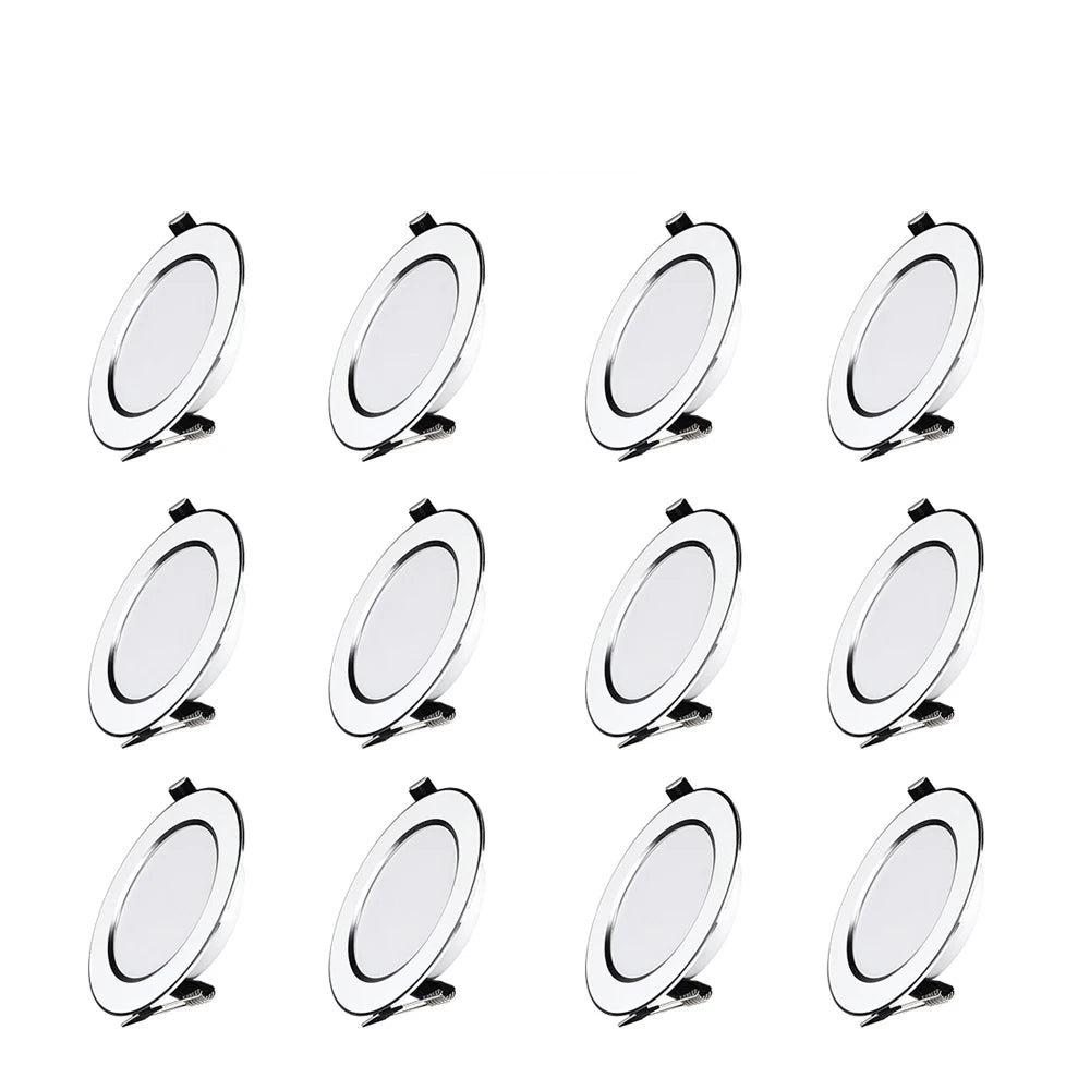 LED Recessed Downlight 5W 9W 12W 15W Aluminum CRI 80 Single Color or 3 Color Switching AC 110V or 220V 6 Pack or 12 Pack Round Ceiling Spot