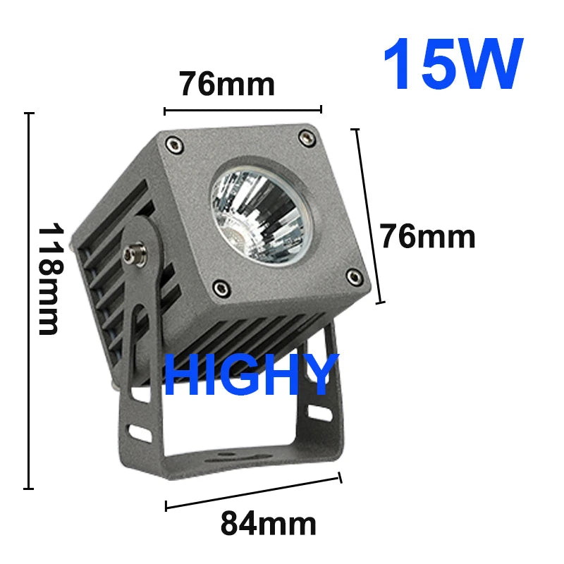 IP65 COB LED Flood Light 15W 20W 30W 40W CRI 92 Brushed Aluminum AC 85-260V or DC 24V Warm White Cool White Outdoor Landscape Spotlight