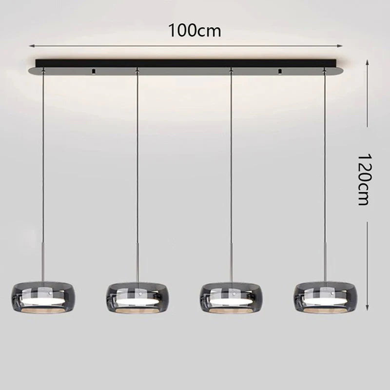 Modern Multi-Head Glass Pendant Light 1 3 4 Heads 5-60W Ironware Dimmable AC 90-265V